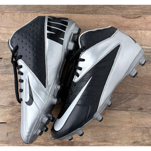 Nike Vapor Strike Mid Football Cleats 511337-010 Black/Silver Gray Youth 5.5